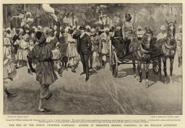The end of the Indian Frontier Campaign, Afridis at Peshawur bidding Farewell to Sir William Lockhart